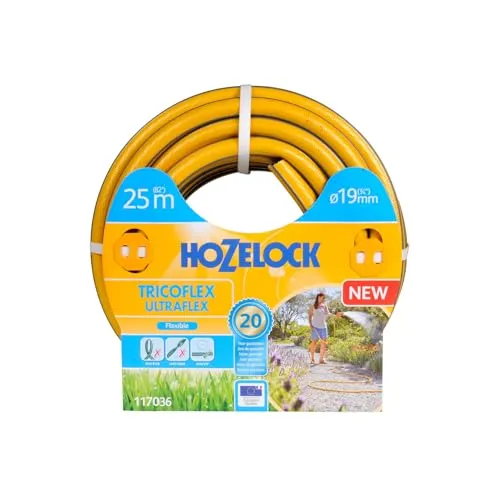 Hozelock Tricoflex Gartenschlauch 19mm 25m - Witterungsbeständiger Gartenschlauch mit 5 Lagen, ideal für Temperaturen von -15°C bis 60°C. Flexibel, knickfest und frei von schädlichen Toxinen – perfekt für jeden Garten!