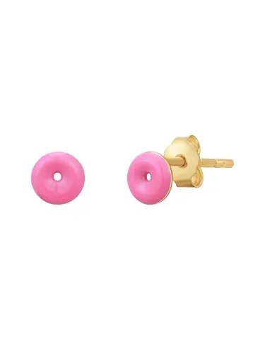 Glanzstücke München Damen Ohrstecker aus 925/- Sterling Silber gelbvergoldet 14 Karat mit Emaille pink Donut