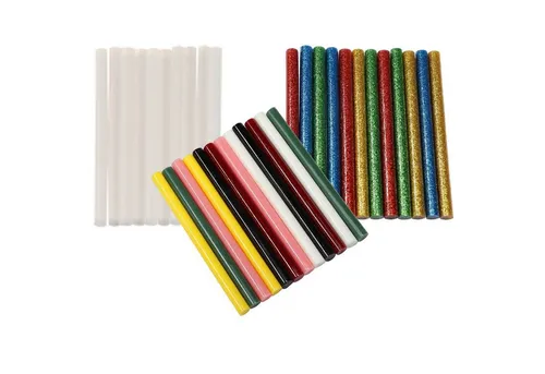 peveha24 Klebesticks 34 Heißklebestifte Klebestifte 7,2mm x 100mm Klebesticks bunt glitzer, (34-tlg), Sortiment (transparent, bunt, Glitzer)