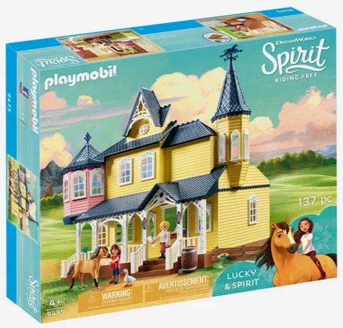 PLAYMOBIL Spirit 9475 - Luckys glückliches Zuhause, mit eingerichteter Küche und Geheimversteck für spannende Abenteuer im Wilden Westen