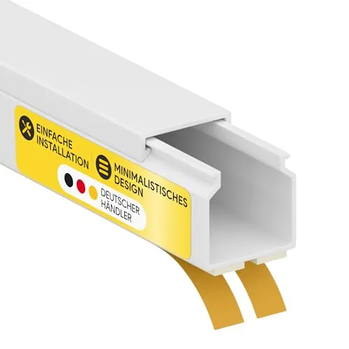 Kabelkanal aus hochwertigem PVC weiß Selbstklebend 2m - 1 Stück - 16x16mm
