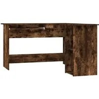 vidaXL Eckschreibtisch Räuchereiche 120x140 cm - Moderner L-förmiger Schreibtisch aus Holzwerkstoff mit ausziehbarer Tastaturablage und 2 offenen Ablagen, ideal für platzsparende Büros oder Arbeitszimmer.