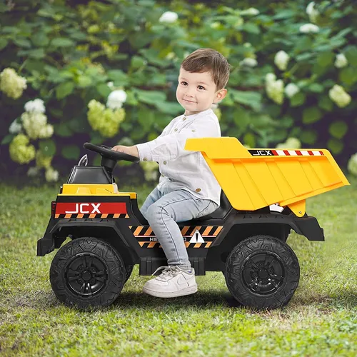 GOPLUS Kinderauto Kinderkipper, Drehbare Heckschaufel, Muldenkipper mit 2,4G Fernbedienung, Bluetooth, 12V Batterie, Breitem Sitz, Vorwärts&Rückwärts, MP3, USB, Lastwagen