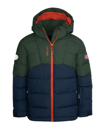 Trollkids Kids Gryllefjord Jacket 128, Forest Green - Funktionsjacke für Kinder, wasserabweisend und winddicht, mit hoher Wärmeleistung und praktischen Taschen für Abenteuer im Freien.