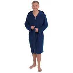 Wewo fashion Herrenbademantel 2031 - Bademantel in Midilänge, ideal für Sauna & Spa, mit Kapuze und Reißverschluss für höchsten Komfort. Hergestellt aus leichtem Frottier für ein angenehmes Tragegefühl.