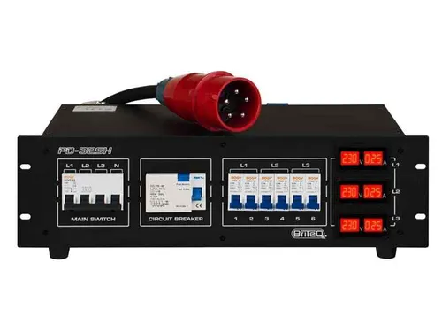 Briteq PD-32SH Stromverteiler - Kabel & Verbindungen, hochbelastbarer Stromverteiler mit 6 geerdeten Steckdosen und integriertem FI-Schutzschalter für maximale Sicherheit im Touralltag.