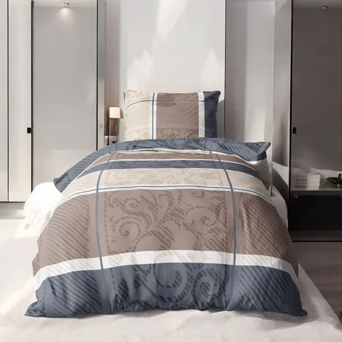 LINKHOFF Biber Bettwäsche 135x200 2tlg | Kuschelige Premium Bettwäsche in Taupe Beige - Bettwäsche-Sets aus 100% Baumwolle, flauschig weich und pflegeleicht, mit robustem Reißverschluss für einfaches Beziehen.