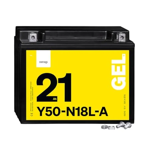 Denagi 52012 GEL Y50-N18L-A Motorradbatterie 12V 21Ah, wartungsfrei versiegelt vorgeladen