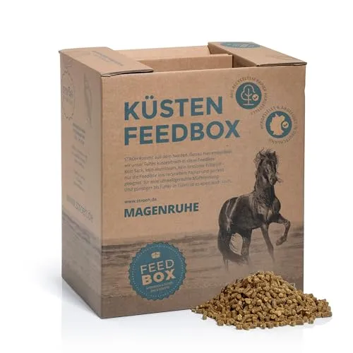 STRÖH Magenruhe Pferd (5kg Feedbox) • Für Pferde Magen, Darm & Verdauung • Mineralfutter mit Bierhefe, Sanddorn & Vanille
