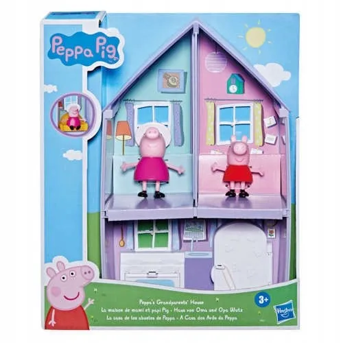 Peppa Pig Haus von Oma und Opa Wutz Spielset - Spielfigur Spielsets mit Peppa und Oma Wutz Figuren, 2-etagiges Haus mit 3 Räumen und tollen Accessoires für kreatives Spielen ab 3 Jahren.