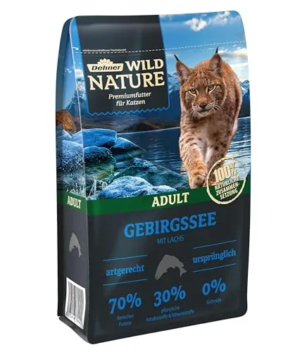 Dehner Wild Nature Katzenfutter Gebirgssee, Trockenfutter getreidefrei / zuckerfrei, für ausgewachsene Katzen, Lachs, 1.5 kg