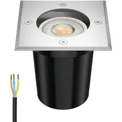 ledscom.de Boden-Einbauleuchte RELI für außen Edelstahl eckig IP67 inkl. 5,558W LED Lampe 535lm 30° weiß
