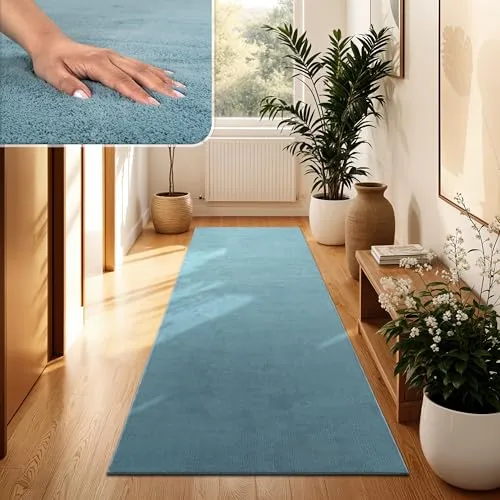 Paco Home Moderner Kuscheliger Wohnzimmer Teppich Kurzflor waschbar flauschig Weich Einfarbig Felloptik zeitlos stilvoll rutschfest pflegeleicht, Grösse:100x200 cm, Farbe:Türkis