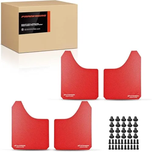Frankberg 4X Universal Auto Schmutzfänger Spritzschutz Schneidbar Vorne Hinten Kompatibel mit Cabriolet MPV Pickup Limousine Kombi SUV Schrägheck Coupe LKW Rot 390 * 298mm