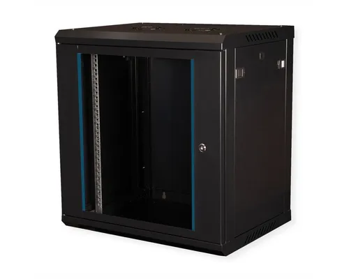 VALUE 19-Zoll Wandgehäuse 12HE, 600x450mm schwarz - Robustes Servergehäuse mit abnehmbaren Seitenwänden und Schnellverschluss, ideal für flexible Netzwerkverkabelungen und einfache Montage.