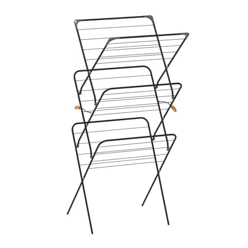 Rörets Wäscheständer Rise Black - Pop-Up-Konstruktion - Sicherheitssperre - 61x49x140 cm - 18 m Trockenfläche - Design und Qualität von Schwedens stärkster Trockenständermarke (Schwarz)