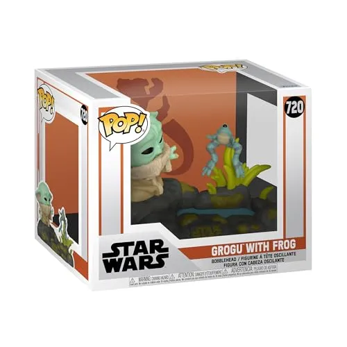 Funko Pop! Deluxe: The Mandalorian - Grogu (Baby Yoda) mit Frog - Chibi Figuren, 9,5 cm große Vinyl-Sammelfigur aus hochwertigem Material, ideal als Geschenk für The Mandalorian-Fans und perfekte Ergänzung für jede Sammlung.