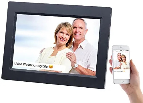 Somikon Bilderrahmen Digital: WLAN-Bilderrahmen mit 25,7-cm-IPS-Touchscreen & weltweitem Bild-Upload (Digitaler Bilderrahmen Senioren, Elektronischer Bilderrahmen, einfache Bedienung)