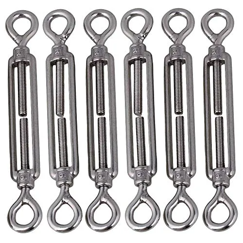 POFET Spannschloss mit Öse und Öse, M6 Edelstahl 304, starke Spannung, für Sonnenschutz, Zelt-Installation, Befestigung von Kabeln oder Seilen, 6 Stück