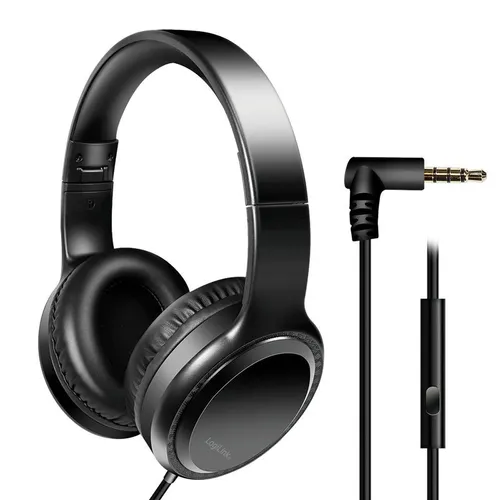 Headset mit Mikrofon Stereo Kopfhörer 3,5mm Klinkenstecker schwarz PC Laptop