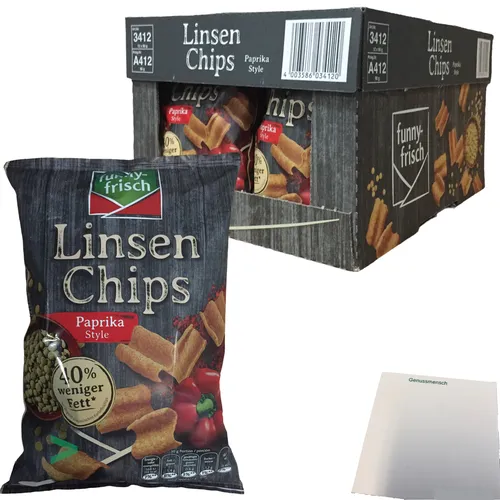 Funny Frisch Linsen Chips Paprika Style mit pflanzlichem Protein 12x90g Tüte usy