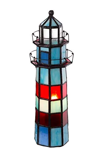 Birendy Tiffany-Stil Lampe Leuchtturm in blau von BIRENDY