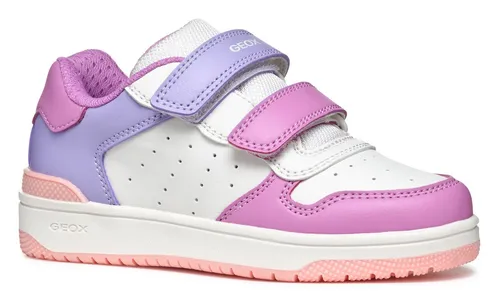 Geox J WASHIBA Girl B Sneaker, Weiß/Cyclamen, 31 EU - Sneaker für Mädchen mit herausnehmbarer Innensohle und einfachem Doppelklettverschluss für schnelles An- und Ausziehen.