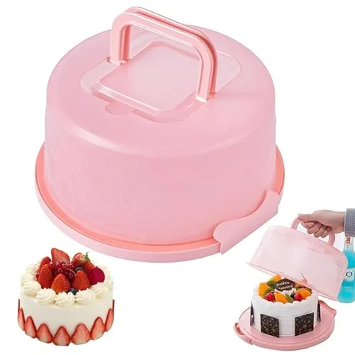 Runder Kuchenbehälter aus Kunststoff – Ideal für Torten und Desserts (Rosa)