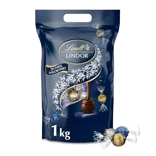 Lindt LINDOR Schokoladen Kugeln Dunkle Mischung | 1 kg Beutel, wiederverschliessbar | ca. 80 Kugeln dunkle Schokolade (50%, 60% & 70% Kakao) | Grosspackung | Pralinen Geschenk | Schokoladengeschenk