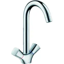hansgrohe Logis M31 2-Griff Küchenmischer 220 - Armaturen mit ComfortZone 220, einstellbarem Schwenkbereich in 3 Stufen und hochwertigen Keramikventilen, perfekt für moderne Küchen.