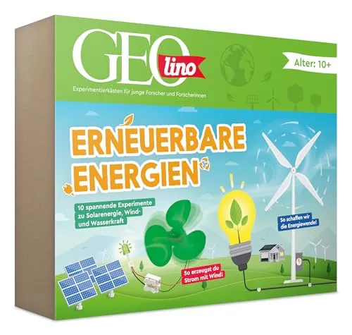 FRANZIS 67222 - GEOLINO - Erneuerbare Energien - Experimentierkästen für Kinder ab 10 Jahren, inklusive Handbuch für spannende Projekte zu Solar-, Wind- und Wasserenergie – spielerisch die Grundlagen nachhaltiger Energiequellen entdecken!