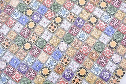Handmuster Mosaikfliese Glasmosaik Kombi Retro Biscuit Color bunt Fliesenspiegel Bad MOS78-RB83_m