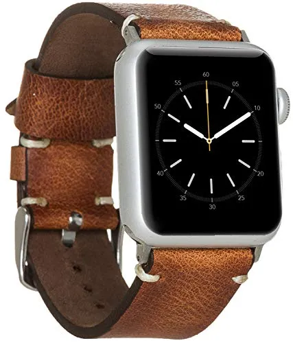 Burkley Leder Armband für Apple Watch – Handgefertigtes Wechselarmband (42/44mm, Braun - BA6) - Hochwertiges, handgefertigtes Lederarmband für Apple Watch, passend für 38/40mm und 42/44mm. Mit sicherer Dornschließe und einfacher Montage – ideal für jeden Anlass.