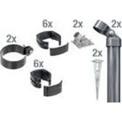 Alberts Zaunanschluss-Set für Wellengittertor, 2er-Set - Gartenzäune mit langlebiger Kunststoffbeschichtung in Anthrazit, ideal für einfache Montage ohne Werkzeug dank Fix-Clip Pro® System.