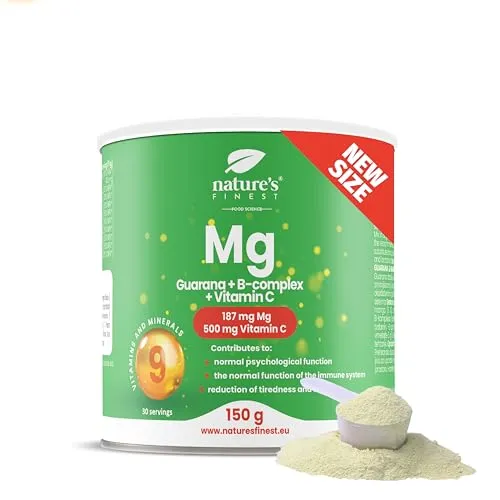 Nature’s Finest Guarana & Magnesium Citrate Komplex – Mit B-Vitaminen & Vitamin C – Für Energie, Konzentration & Muskelfunktion – 30-Tage-Vorrat (150g)