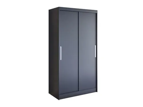 Easy4You K1 Schiebetüren Kleiderschrank 100 cm Schwarz