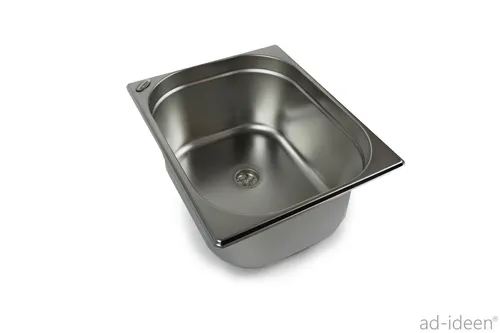 3/4 Edelstahl Spülbecken 325x265x150 mm Camping Spüle Waschbecken + Ablauf 19mm