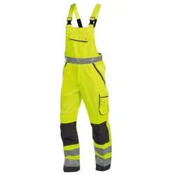 DASSY® Malmedy Warnschutz Latzhose, NEONGELB/ZEMENTGRAU, Gr. 54 - Arbeits- & Schutzkleidung: Hochsichtbare Latzhose mit Cordura®-Kniepolstertaschen, ideal für sicheres Arbeiten bei schlechten Lichtverhältnissen.
