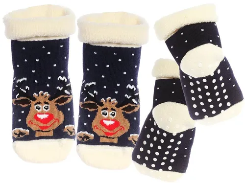 Thermosocken für Babys und Kinder – Antirutschsocken mit Noppen – Kuschelige und warme Weihnachtssocken Rutschfeste Genoppte Wintersocken – Haussocken (DE/NL/SE/PL, Numerisch, 23, 25, Regular, blau)