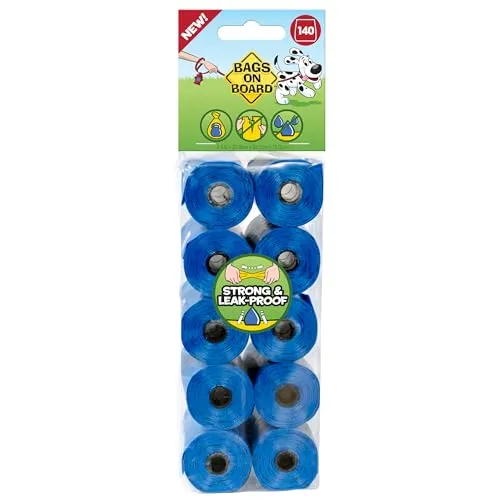 Bags on Board 3203990476-6p Hundekotbeutel, robust, auslaufsicher, Blau, 140 Stück