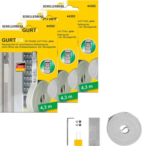 SCHELLENBERG Reparatur-Set Rollladen Gurtfix für das Rollladensystem Mini, Set, 3-St., für alte Gurtbänder in unterschiedlichen Farben, 14 mm x 4,3 m