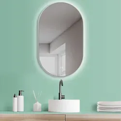 HOKO Design LED Anti-Fog Spiegel oval 45x75 cm - Badezimmer Wandspiegel mit Antibeschlag-Funktion, Touch-Schalter und wechselbarer Lichtfarbe für optimale Sicht beim Schminken.