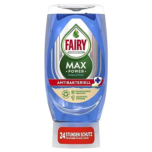 Fairy Max Power Handgeschirrspülmittel Antibakteriell, einfache und mühelose Reinigung, selbst bei den fettigsten Töpfen und Pfannen, 370ml