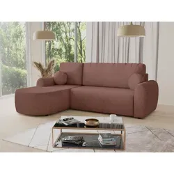 Ecksofa Jazz mit Schlaffunktion – Rosa Bouclé-Stoff, L-Form in pink von Sofnet