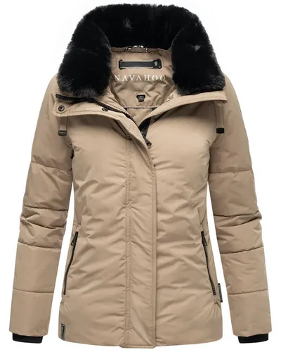 Navahoo Damen Winterjacke Frostii XIV mit abnehmbarem Kunstfellkragen - Funktionsjacke mit wasserabweisender Funktion und warmem Fleece-Innenfutter, ideal für kalte Tage und stylische Auftritte.
