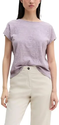 Marc O'Polo T-Shirt aus weichem Baumwoll-Slub-Jersey in Lila - Klassisches T-Shirt für Damen in Dusty Lavender, gefertigt aus 100% Baumwolle. Ideal für den Alltag, mit bequemem U-Boot-Ausschnitt und regular fit.