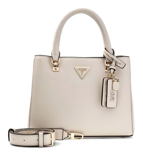 GUESS Noelle II Multi Compartment Satchel S Handtasche Tasche Bone creme Neu
