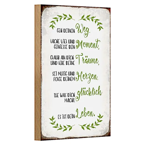 Holzschild Spruch 18x12cm geh deinen Weg lache viel