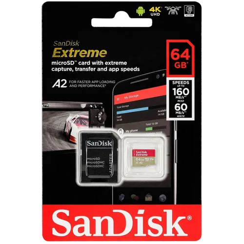 kQ SanDisk Extreme 64 GB microSDXC 160 MB/s Speicherkarte SDSQXA2-064G-GN6MA