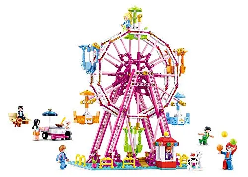 Sluban Riesenrad M38-B0723 - 789 Bausteine und 8 Minifiguren - Konstruktionsspielzeug mit 789 Teilen und 8 Minifiguren, fördert Kreativität und motorische Fähigkeiten bei Kindern ab 6 Jahren.